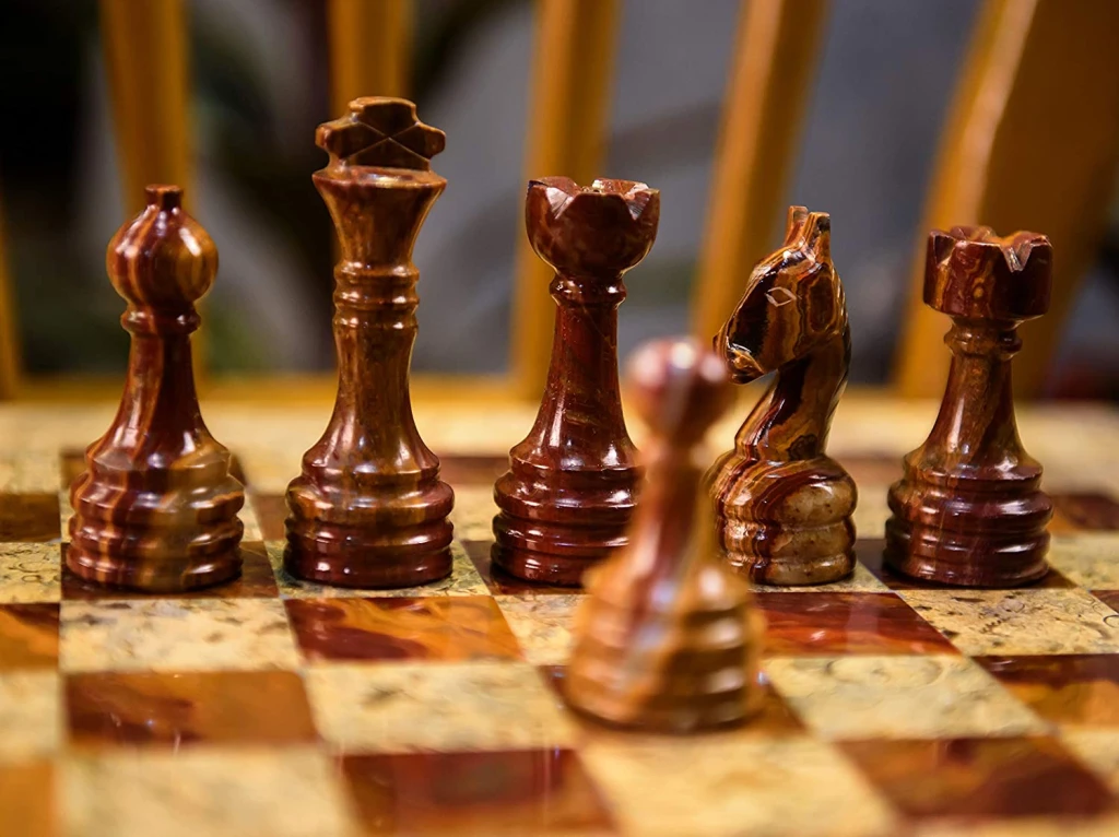 Handcrafted wooden chess set