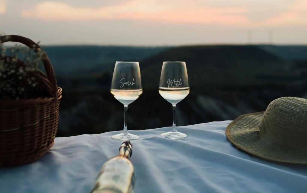 Engraved wine glasses